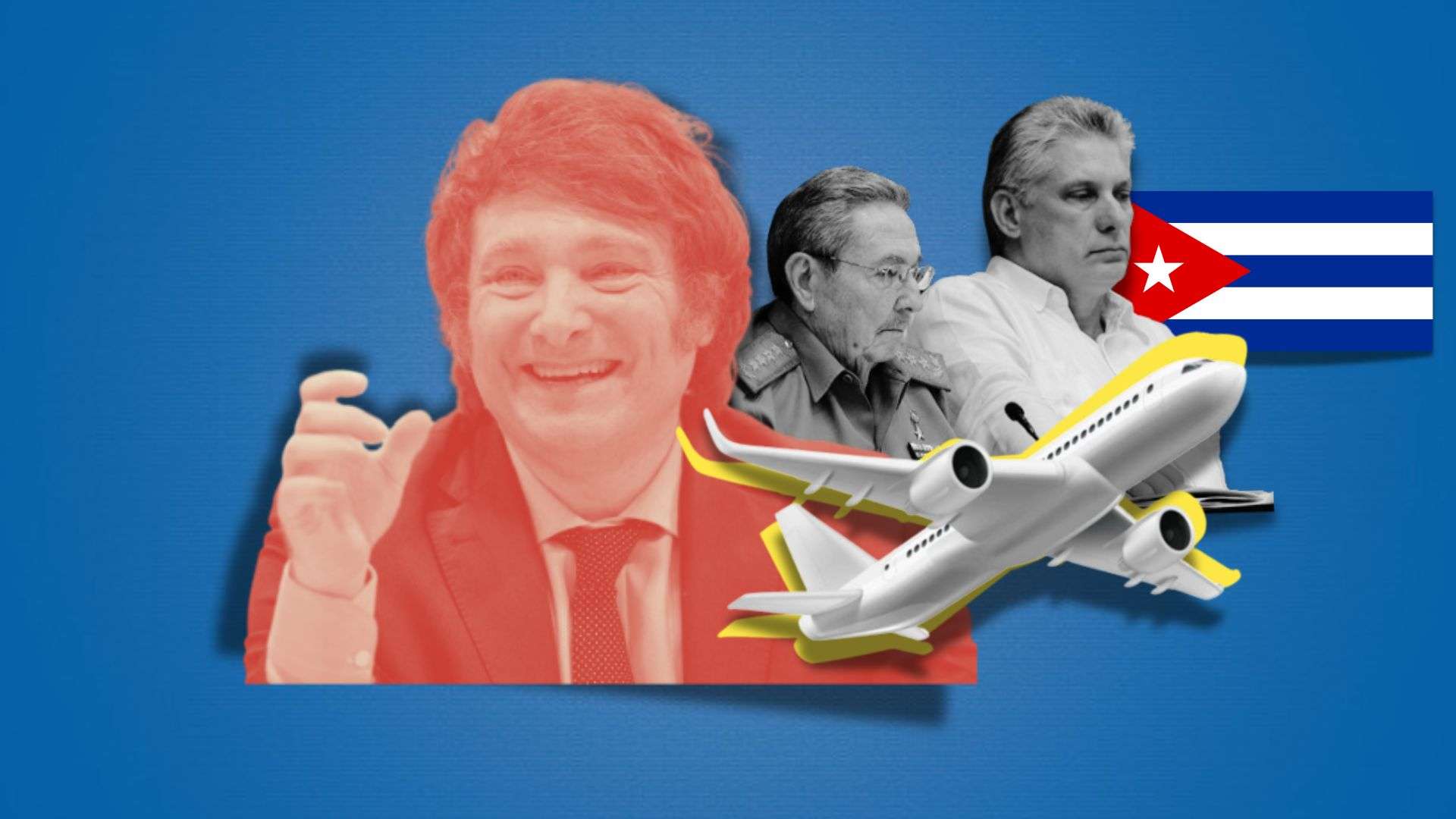 Collage de Milei, Raúl Castro y Díaz Canel Collage de Milei, Raúl Castro y Díaz Canel