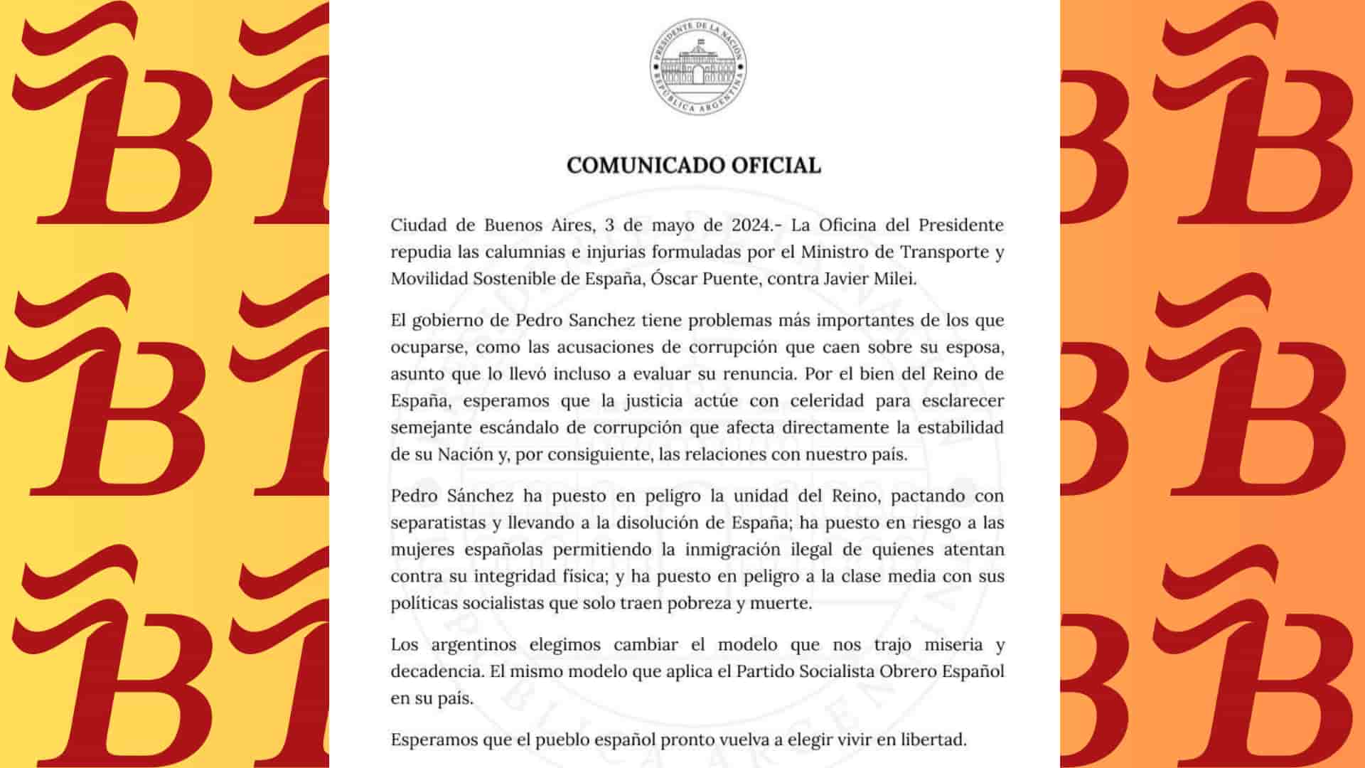 Sánchez internacionaliza el fango: la respuesta del Gobierno argentino a los insultos de Óscar Puente