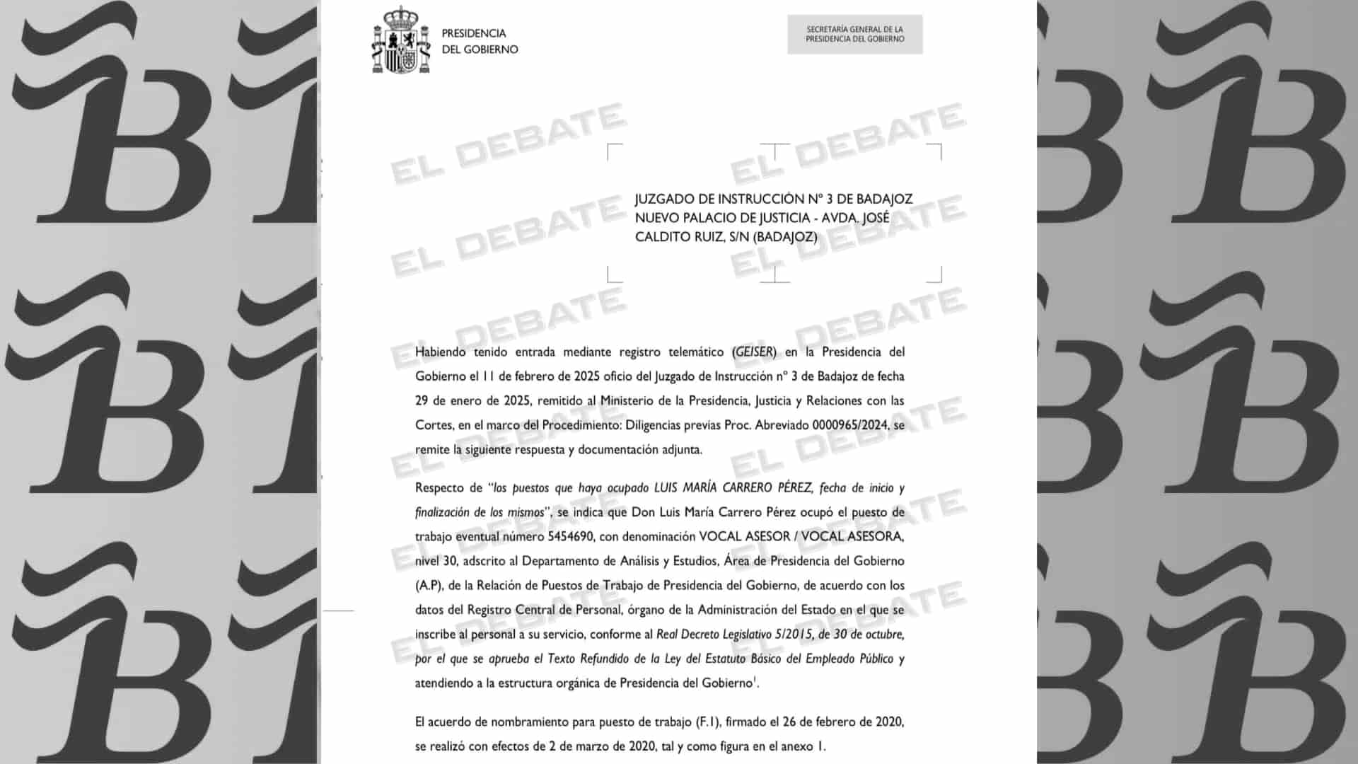 Moncloa confirma a la Guardia Civil que el ayudante de David Sánchez es funcionario de Presidencia