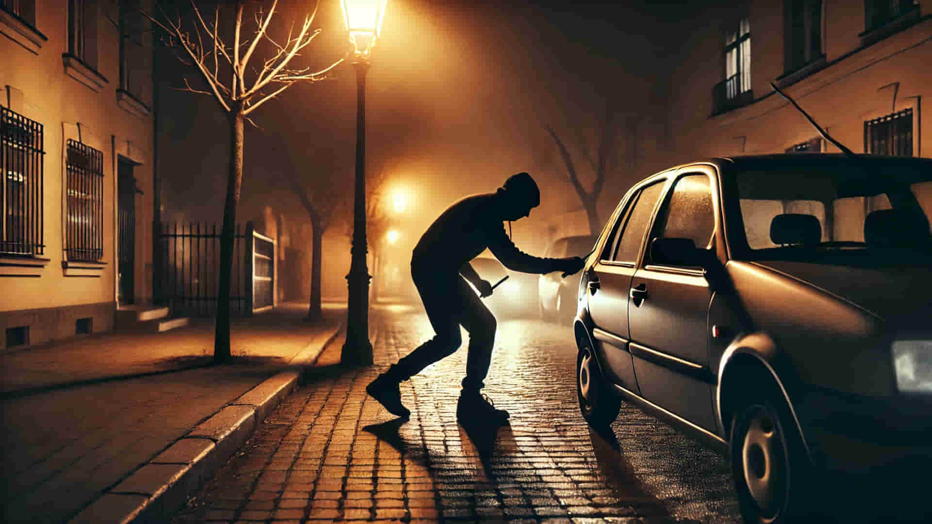 Imagen de IA de un ladrón de coches Imagen generada por IA de un ladrón de coches