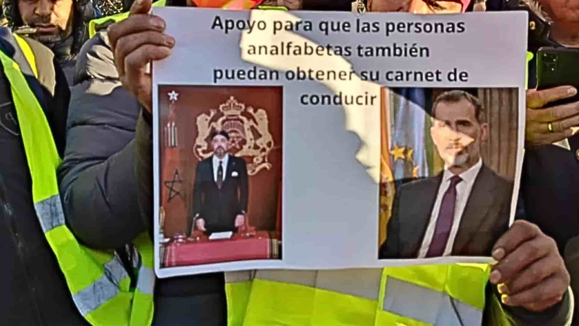 concentración de camioneros marroquíes