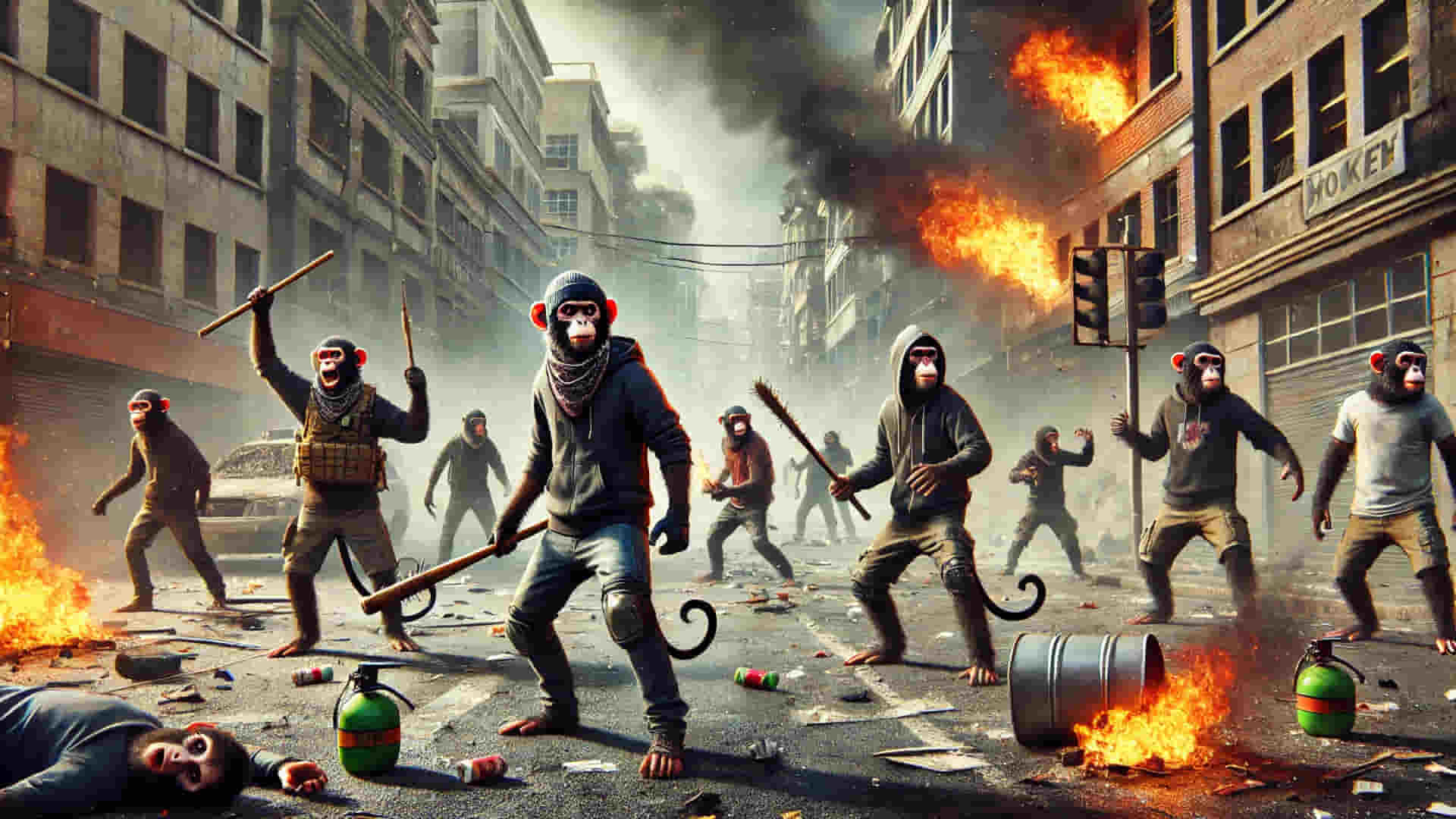 imagen de IA de monos manifestándose