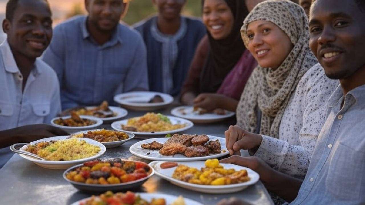 Imagen IA Inmigrantes en Canarias comiendo, imagen generada por IA