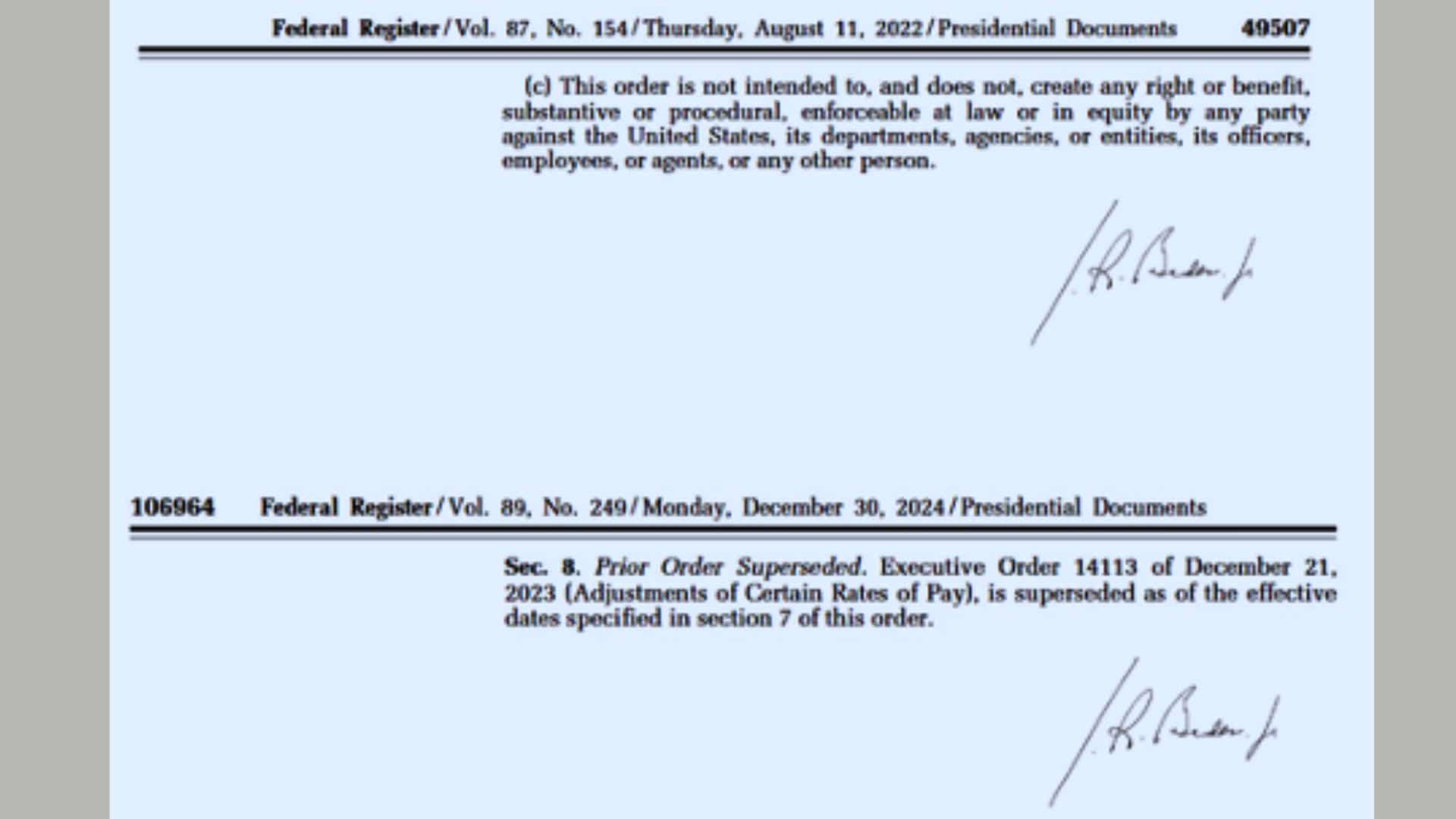Un estudio descubre que polémicas órdenes de Biden fueron selladas con autofirma