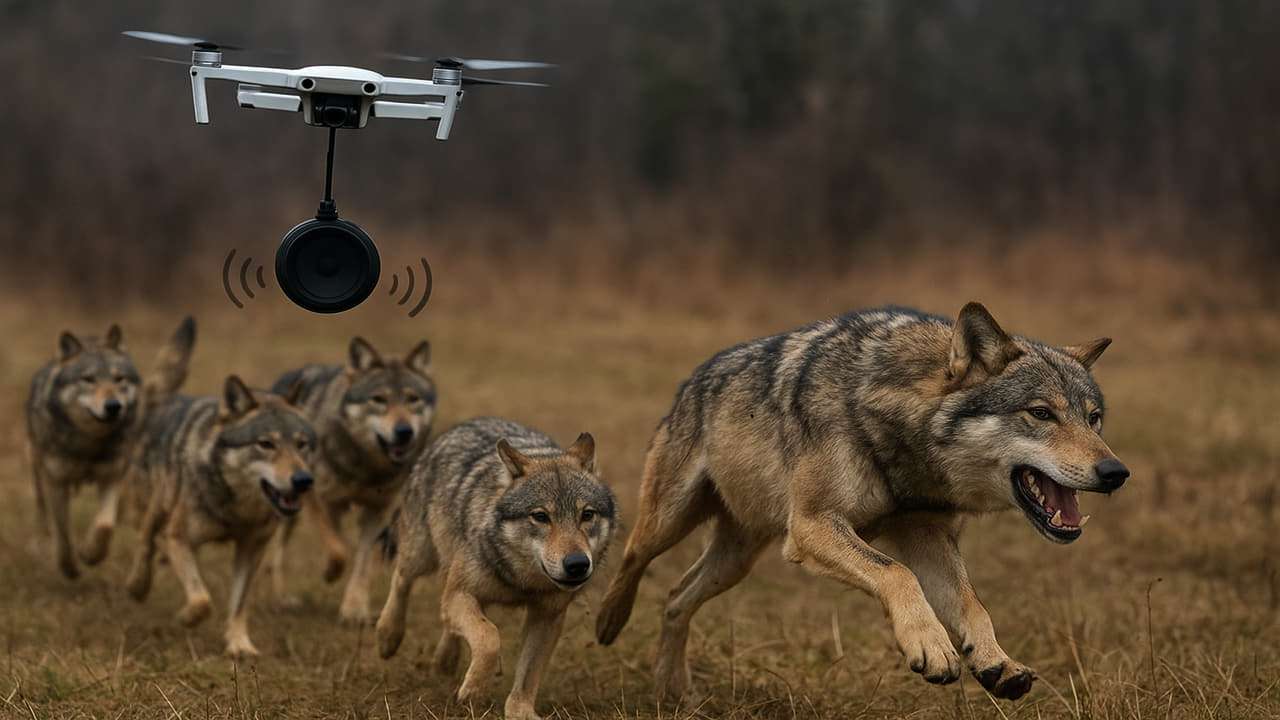Imagen de IA de lobos huyendo Imagen de IA de lobos huyendo