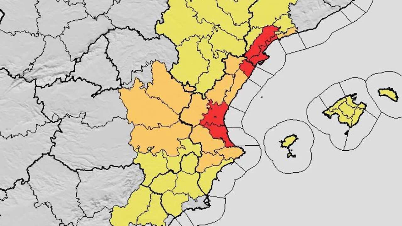 Mapa AEMET alerta roja Mapa actualizado de la AEMET