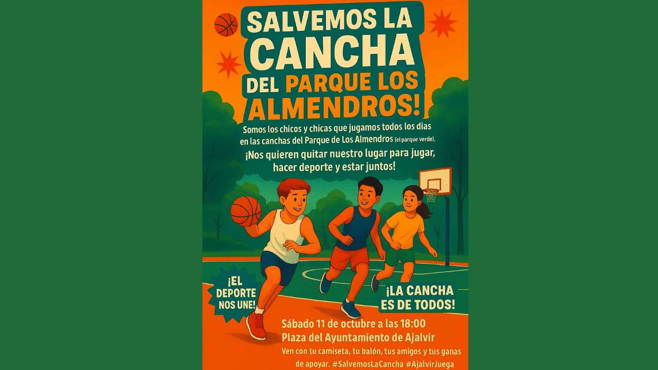 Cartel de la convocatoria en el Parque de los Almendros