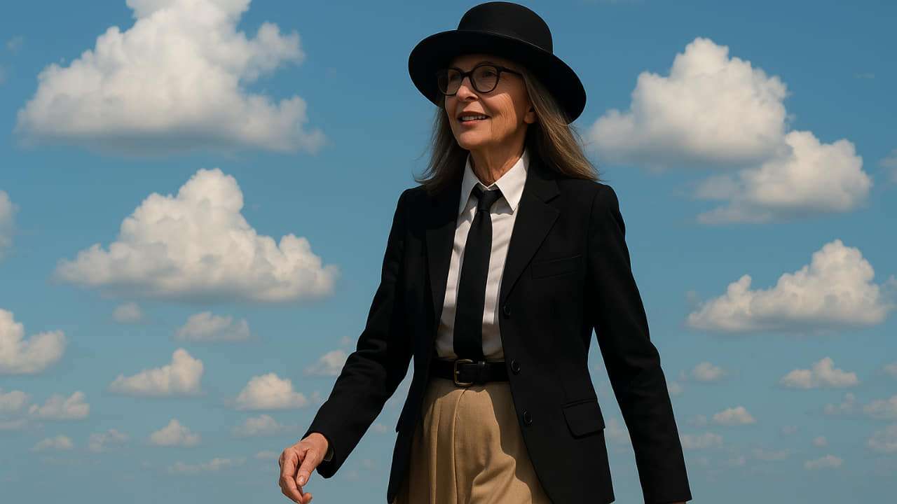 Imagen de IA de Diane Keaton vestida como Annie Hall