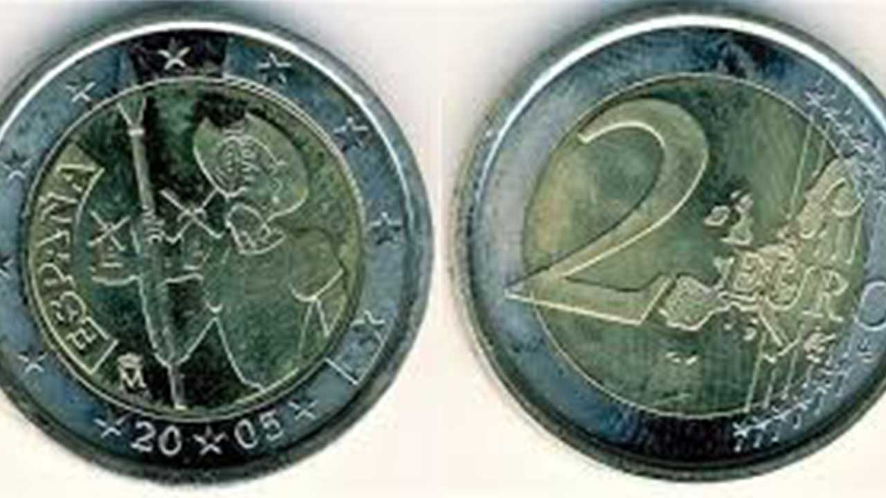moneda de 2 euros del Quijote