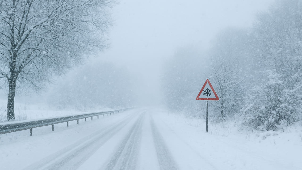 Imagen de IA de carretera nevada
