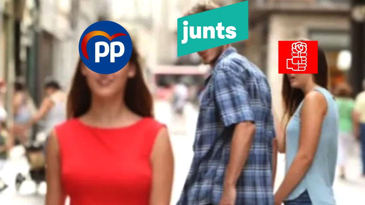 Montaje con meme y logos de partidos políticos Montaje con meme y logos de partidos políticos