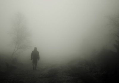 Paisaje invernal con niebla