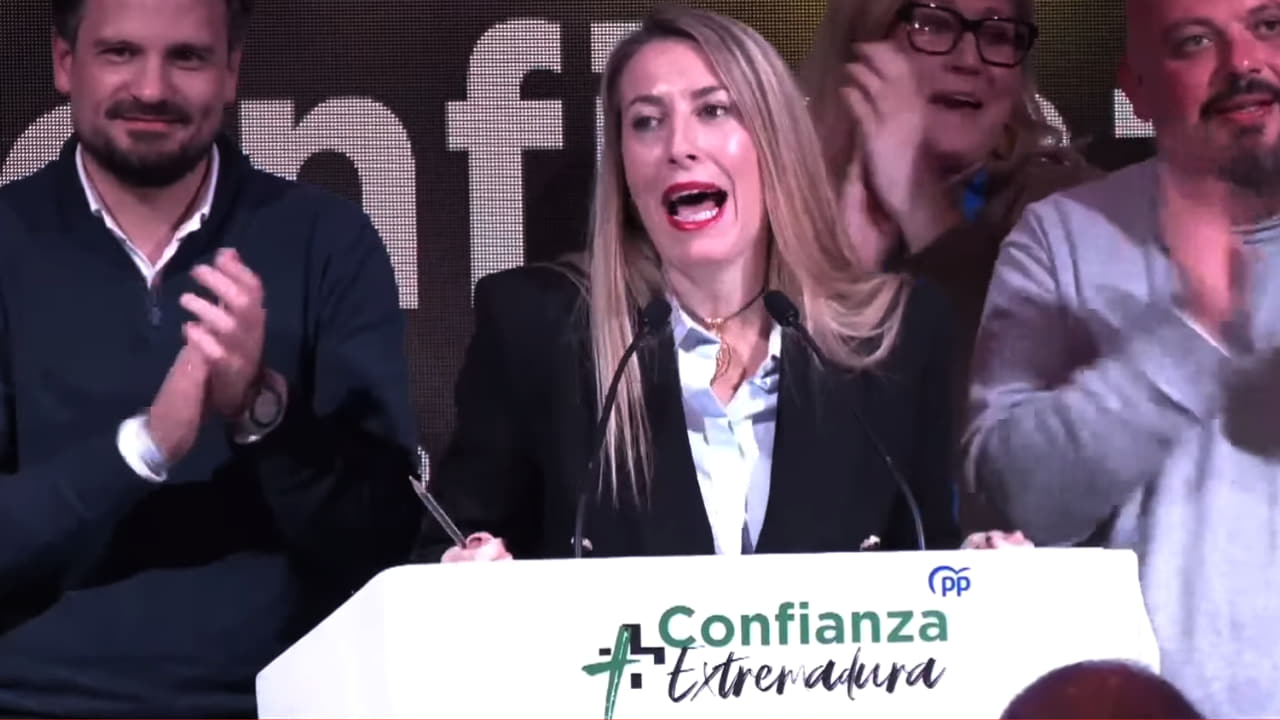 Comparecencia de María Guardiola tras el recuento electoral en Extremadura