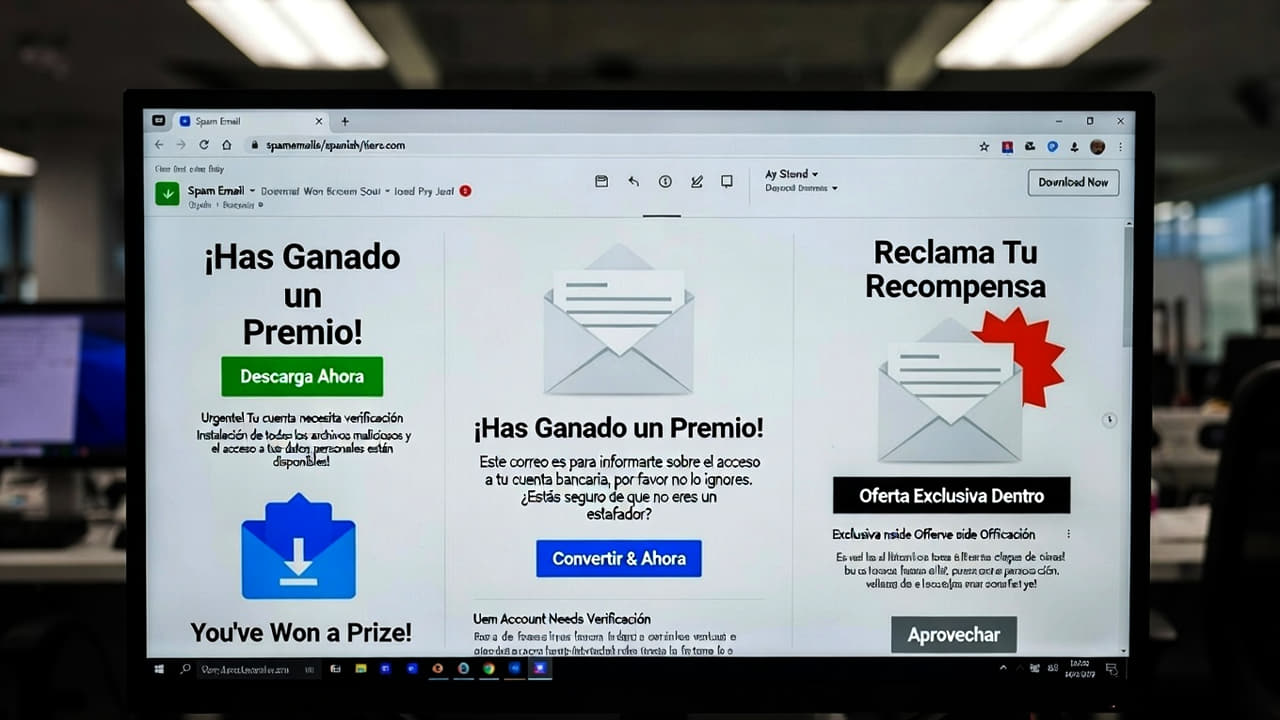 Imagen de IA de un pantallazo de spam