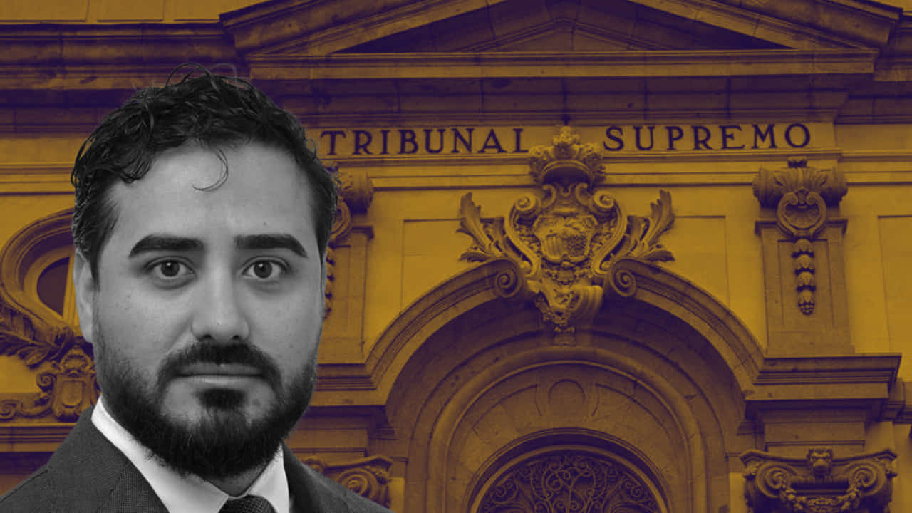 Montaje con foto de Alvise Pérez y fachada del Tribunal Supremo