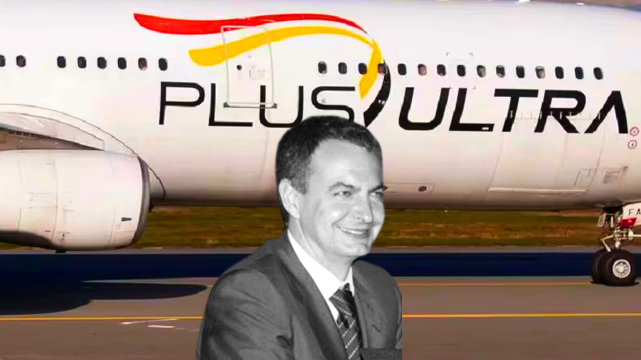 Montaje con foto de Zapatero y avión de Plus Ultra