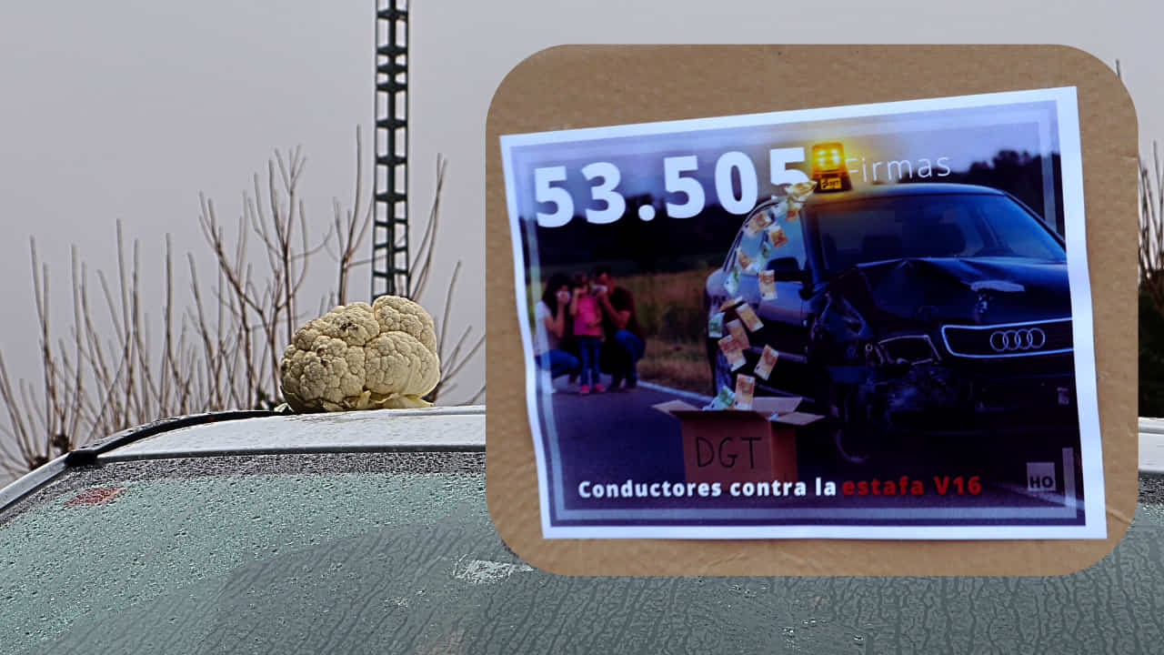 Hazte Oír entrega miles de firmas contra la baliza V16, porque «Tiene la misma utilidad que poner una coliflor sobre el coche»