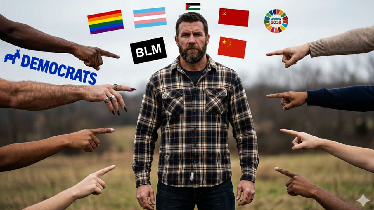 Imagen de IA de hombre señalado