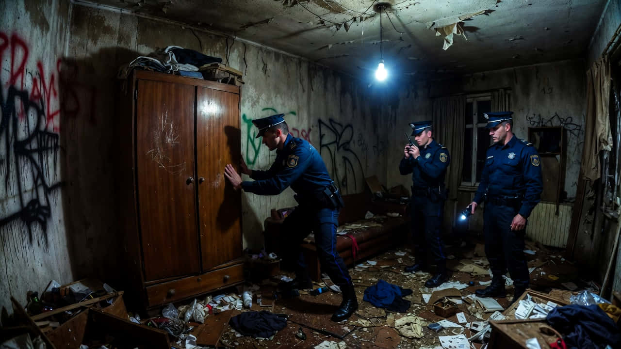 Imagen de IA de policías ante un armario