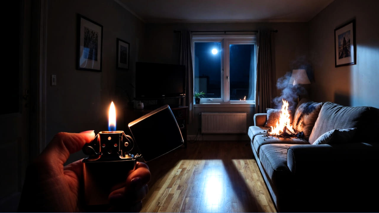 Imagen de IA de un incendio provocado en una casa