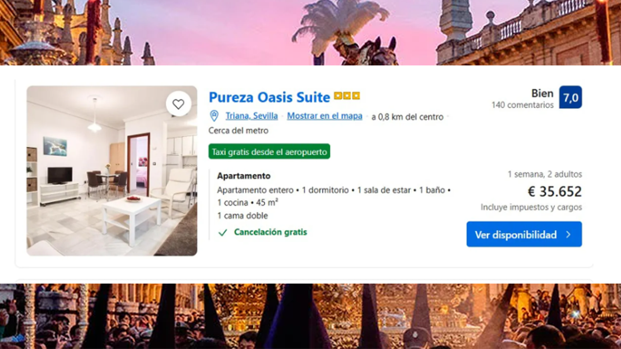 Hasta 35.000 euros por un apartamento en Sevilla a dos meses de la Semana Santa