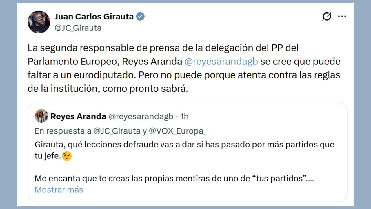 Asistente parlamentaria del PP recurre al ataque personal contra Juan Carlos Girauta