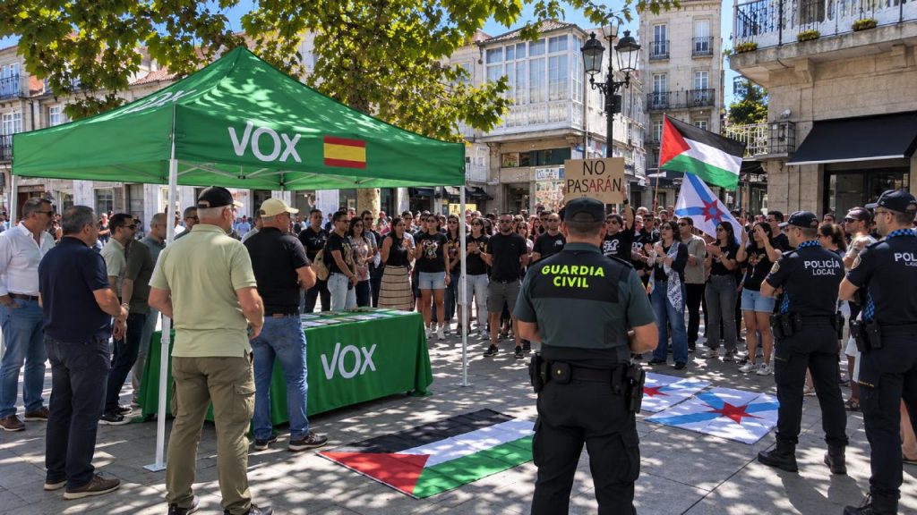 Jorge Buxadé planta cara a las protestas de la extrema izquierda contra Vox en Ferrol y advierte que seguirán en las calles
